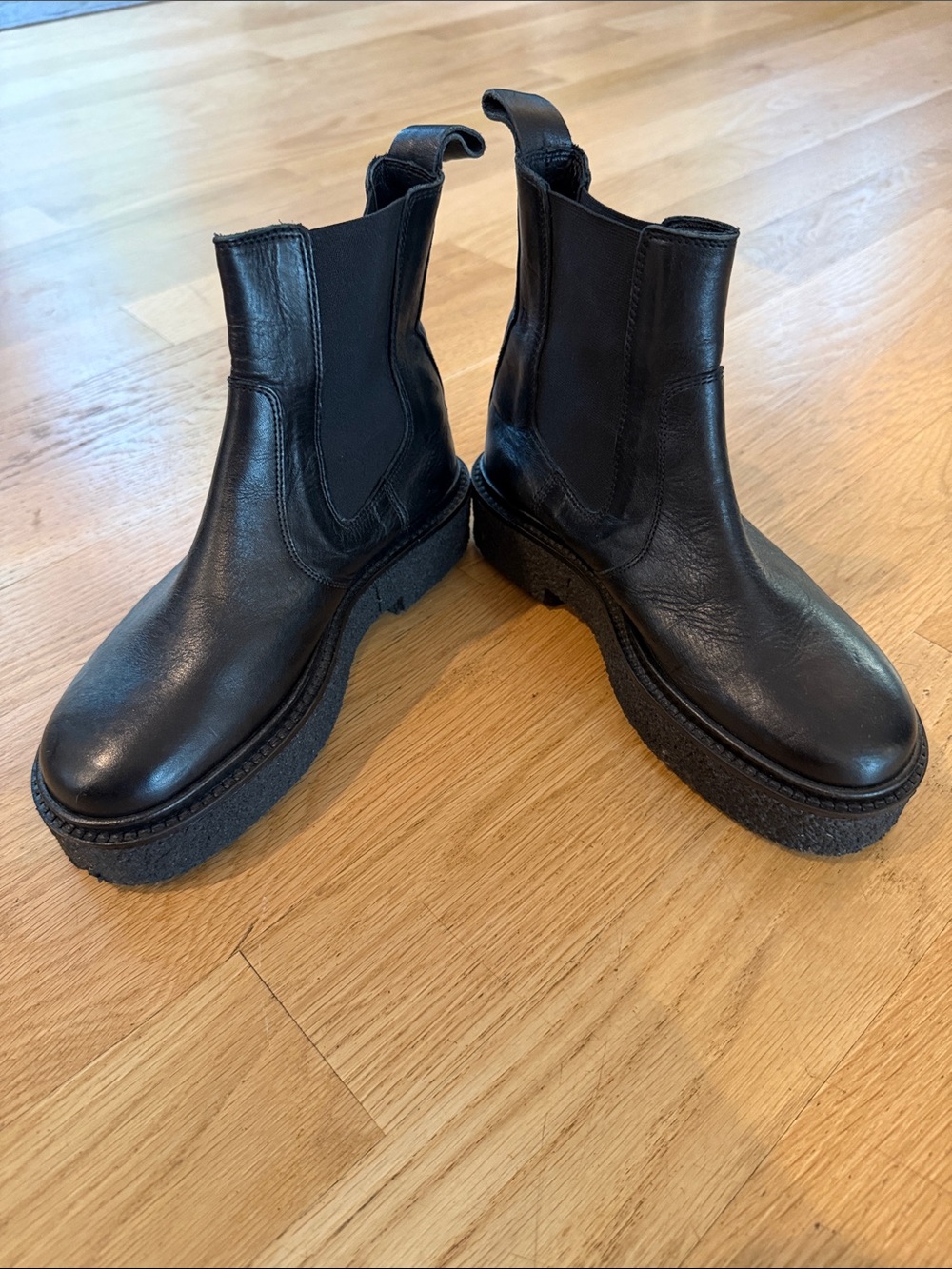 Isabel Marant Black Leather Platform Chelsea Boots